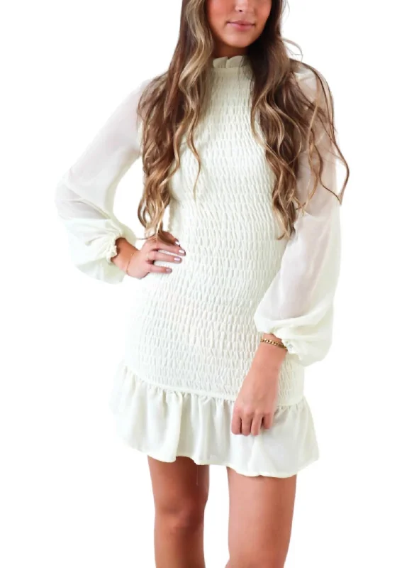 Set You Free Smocked Mini Dress In Ivory