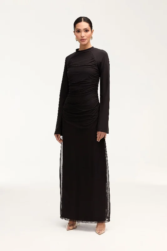 Emilia Rouched Maxi Dress - Black