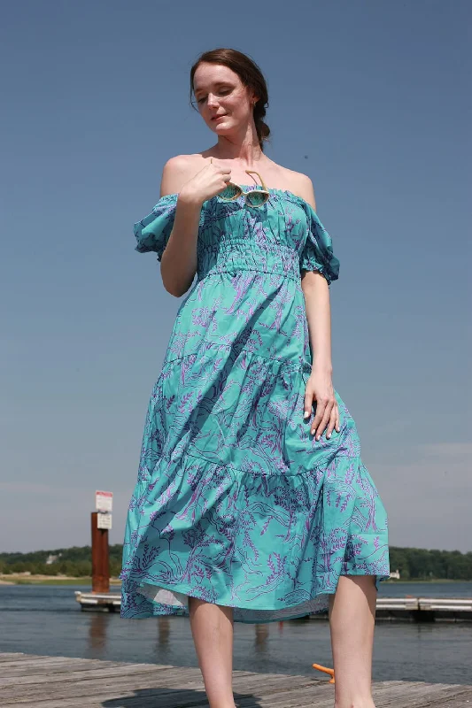 Super Deal Blue Forest Midi Dress