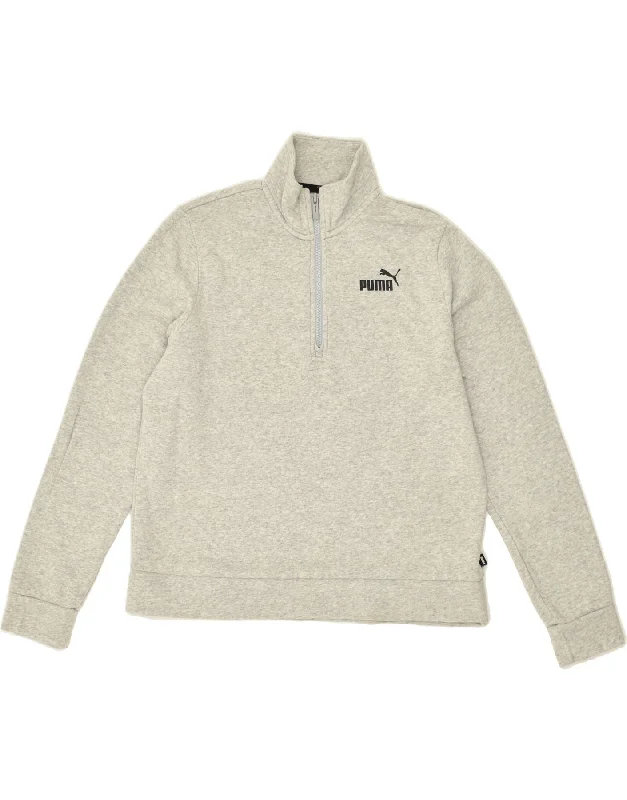 Price Meltdown PUMA Womens Zip Neck Sweatshirt Jumper UK 14 Medium Grey Cotton
