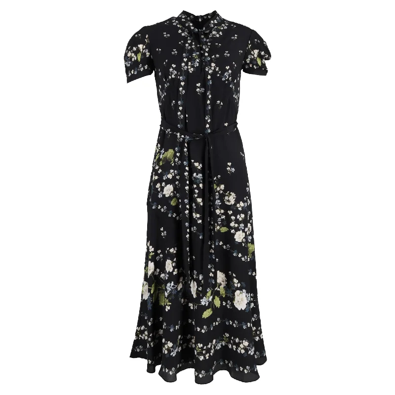 Erdem Midi Dress In Floral Print Silk