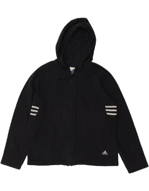 Price Break ADIDAS Womens Zip Hoodie Sweater UK 16 Large  Navy Blue