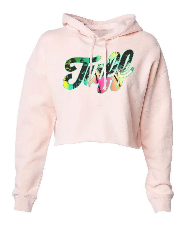 The Best Prices TUFF Palm Script Hooded Cropped Fleece