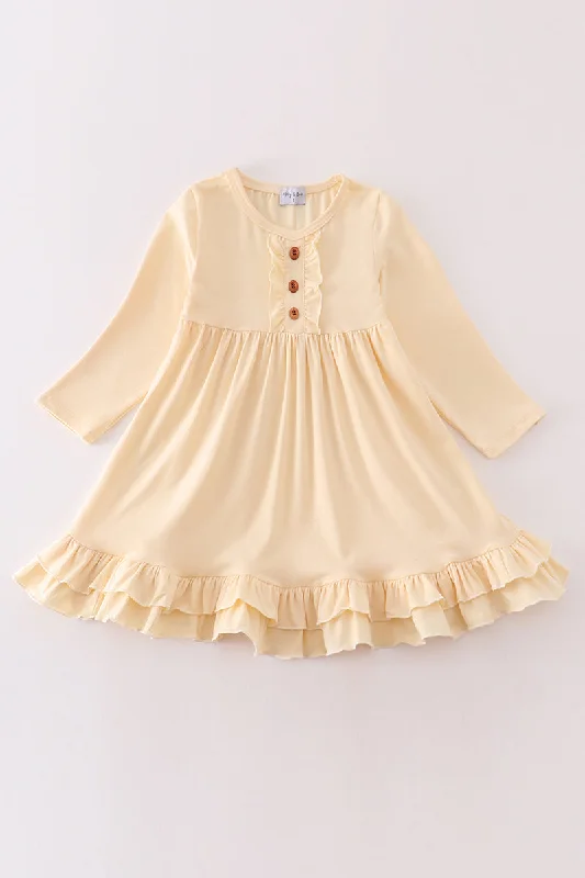 Stock Up and Save Cream ruffle girl dress