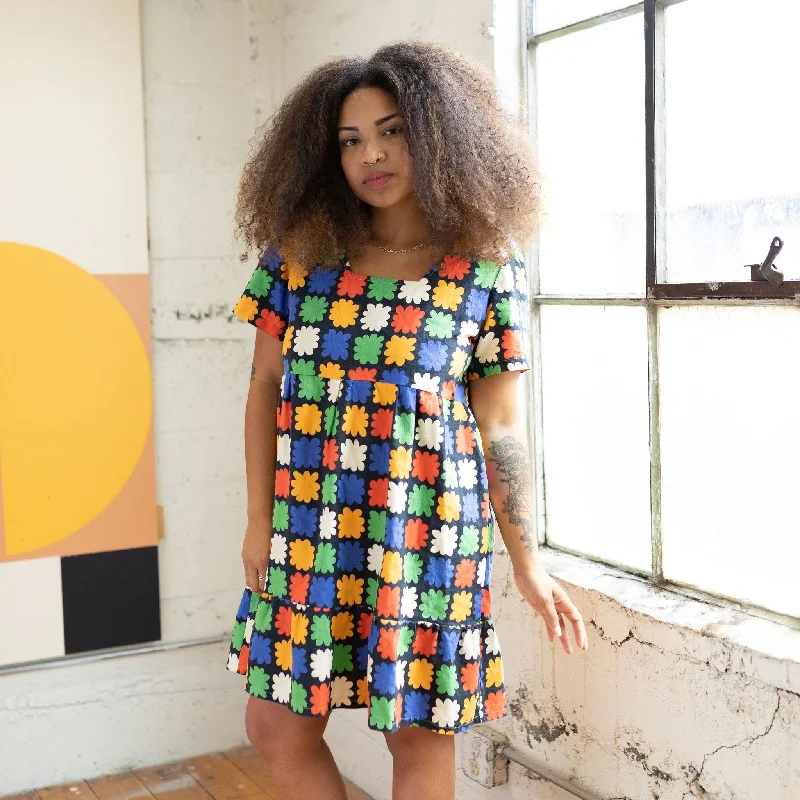 Clearance Sale Billie Dress - Abstract Checkered Black