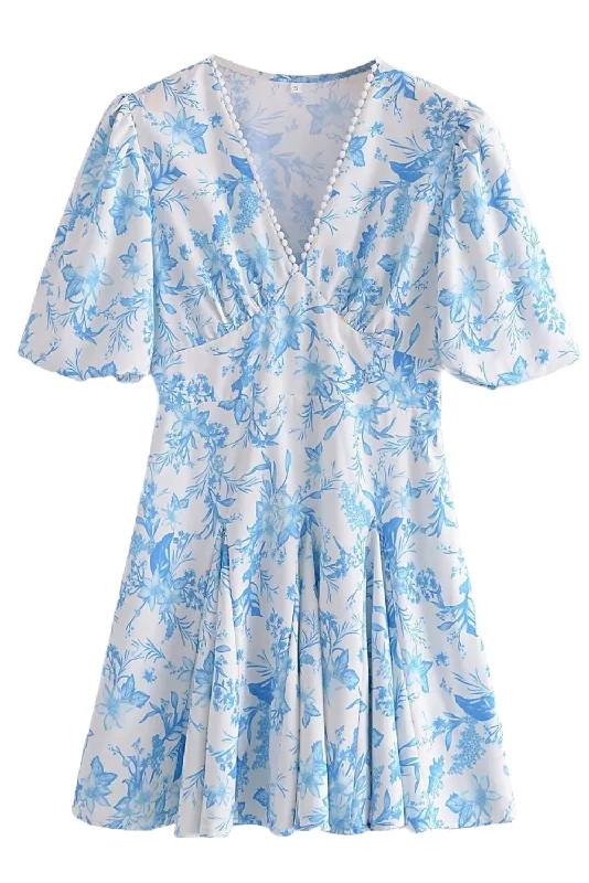 Year-End Sale 'Bernice' V-Neck Floral Printed Dress