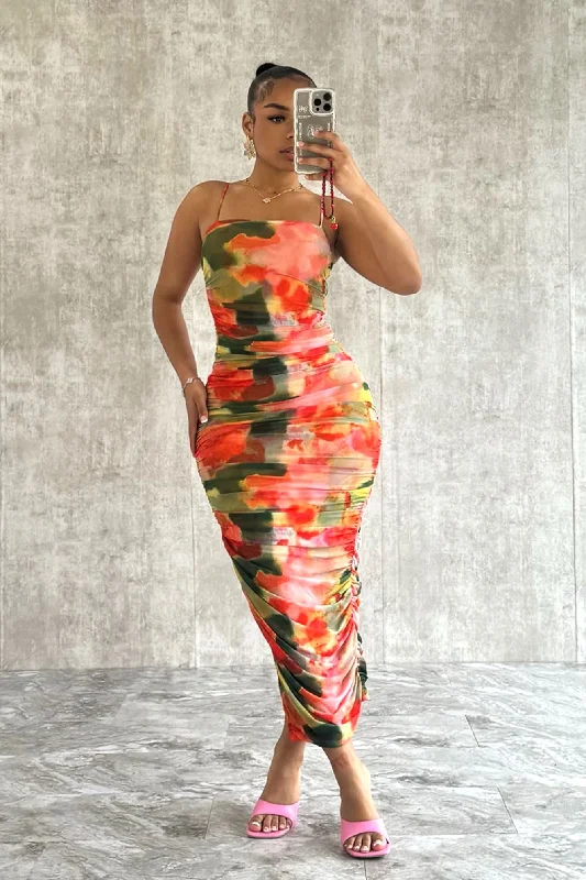 Can't Be Beat California Coastline Print Mesh Dress