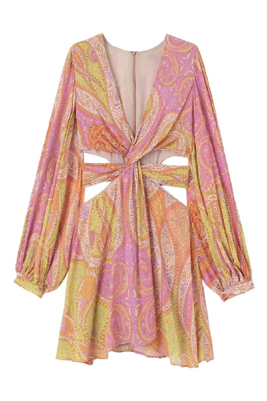 Mega Sale 'Abigail' Floral V-Neck Cutout Dress