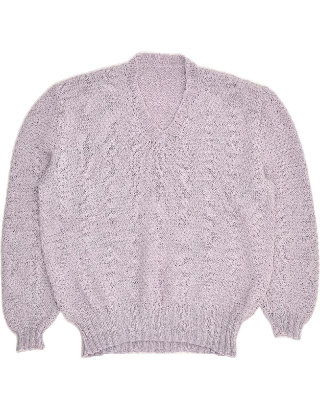 Year-End Clearance VINTAGE Womens V-Neck Jumper Sweater UK 14 Large Purple