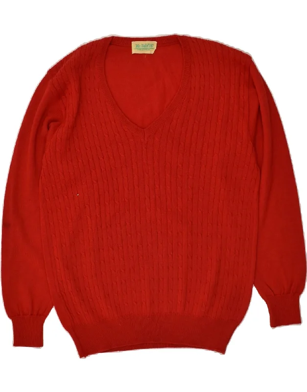 Value Deals VINTAGE Womens V-Neck Jumper Sweater UK 14 Medium Red