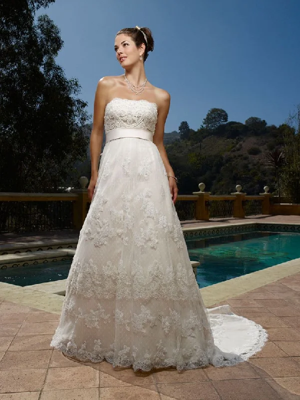 Casablanca Bridal 1900 Champagne Wedding Dress Strapless A Line Embellished