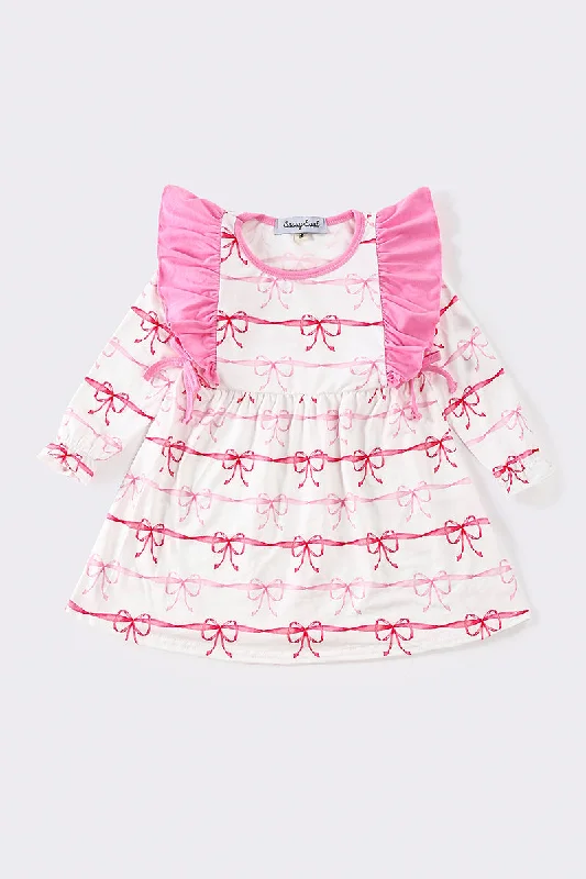Get It Before It’s Gone Pink stripe bow print girl dress