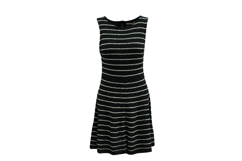 Alice + Olivia Black Monah Stripe Dress in Black Acrylic