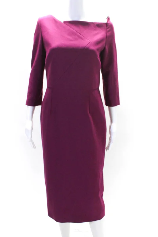 Roland Mouret for Neiman Marcus Womens Darted Zipped Sheath Dress Pink