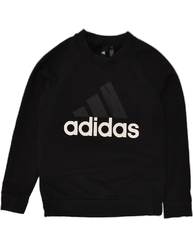 ADIDAS Womens Graphic Sweatshirt Jumper UK 12/14 Medium Black Cotton