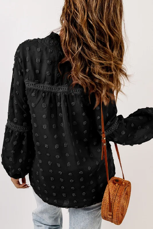 Must-Have Deals Embroidered Dotted Long Sleeve Top