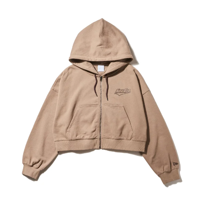 Price Rollback Women's クロップド スウェット フルジップフーディー ミルクティー