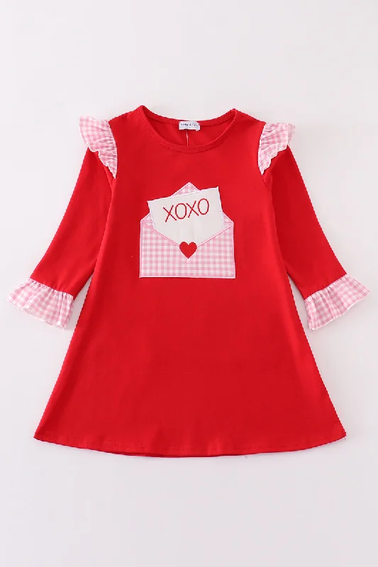 Grand Opening Sale Red valentine XOXO applique girl dress