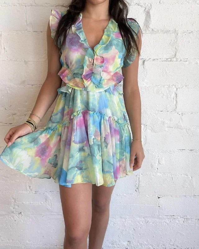 Don't Wait Painted Sky Dress In Greenyellow | Greenyellow