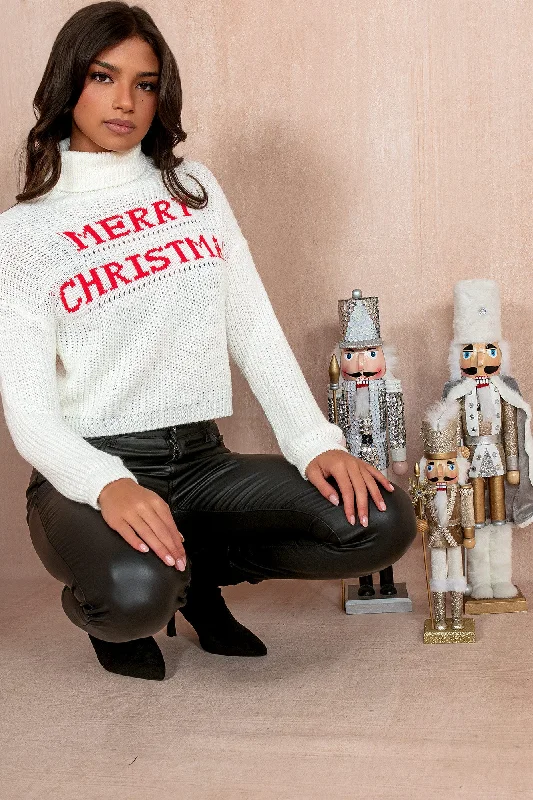 Don't Wait Fernly Cream 'Merry Christmas' Knit Jumper