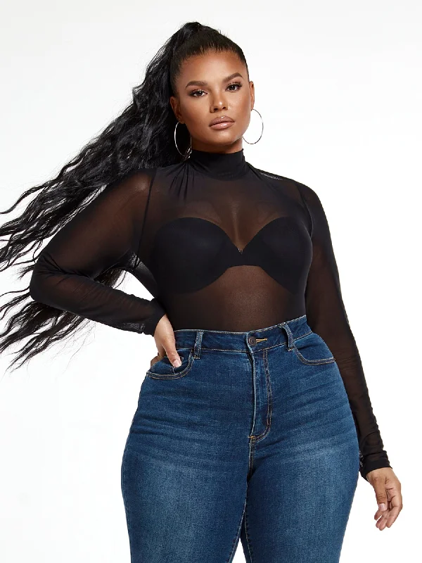 Year-End Sale Ella Mockneck Mesh Top