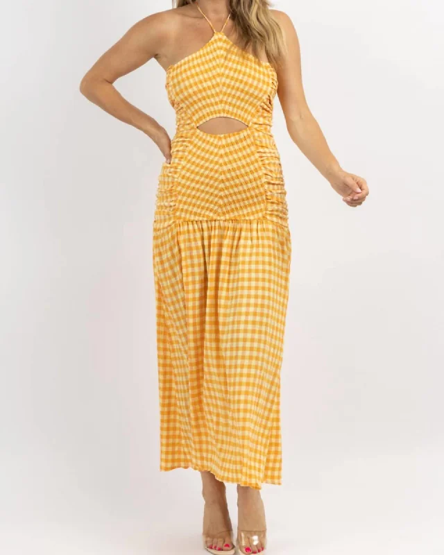 Reduced Prices Lolita Gingham Smock Maxi Dress In Orange | Orange