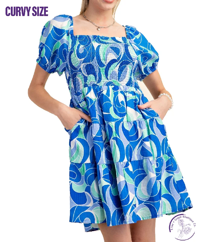 Customer Appreciation Sale Curvy Vivid Impressions Babydoll Smocked Tiered Dress
