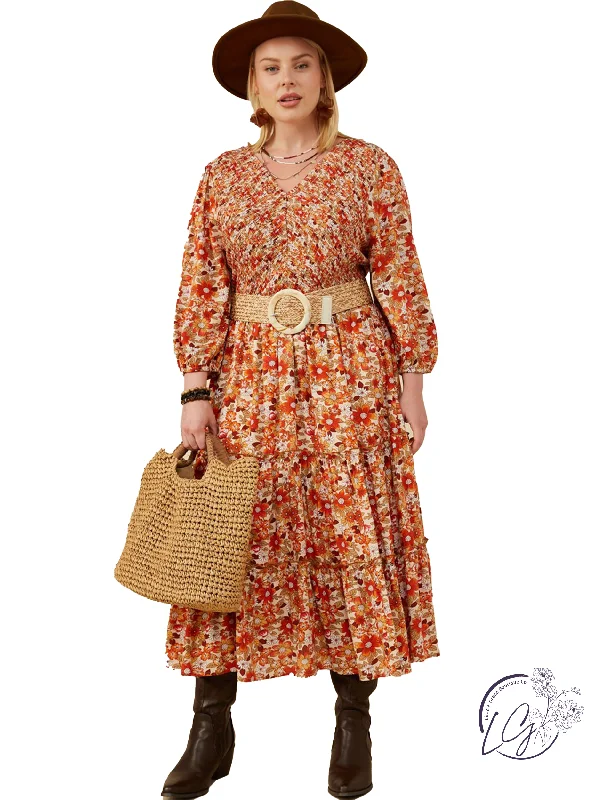 Deal of the Day Curvy Warm Glance Floral Dress