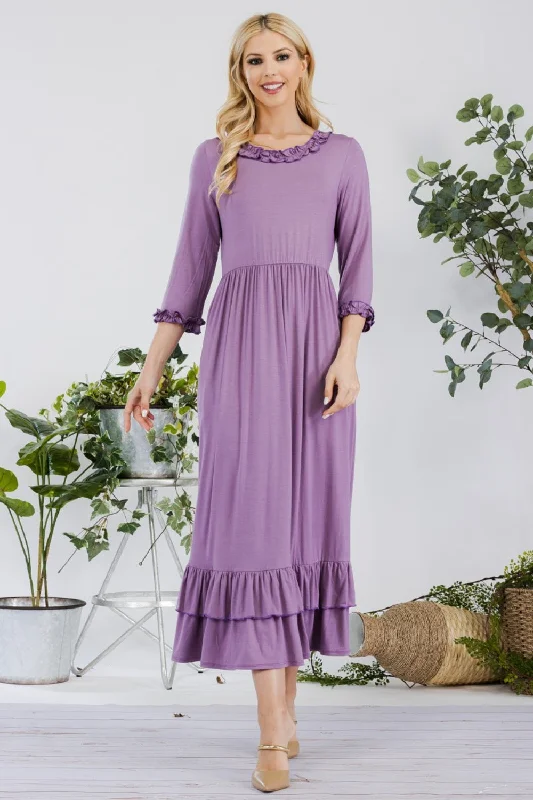 Today’s Deal Celeste Full Size Layered Ruffle Hem Dress with Pockets