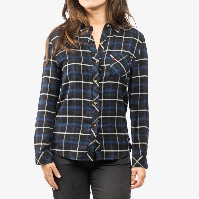 Crazy Deals Fasthouse Honey Women's Flannel - Dust Blue/Black