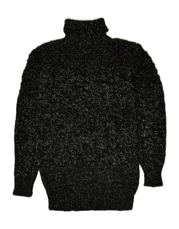 Warehouse Sale VINTAGE Womens Roll Neck Jumper Sweater UK 14 Medium Black