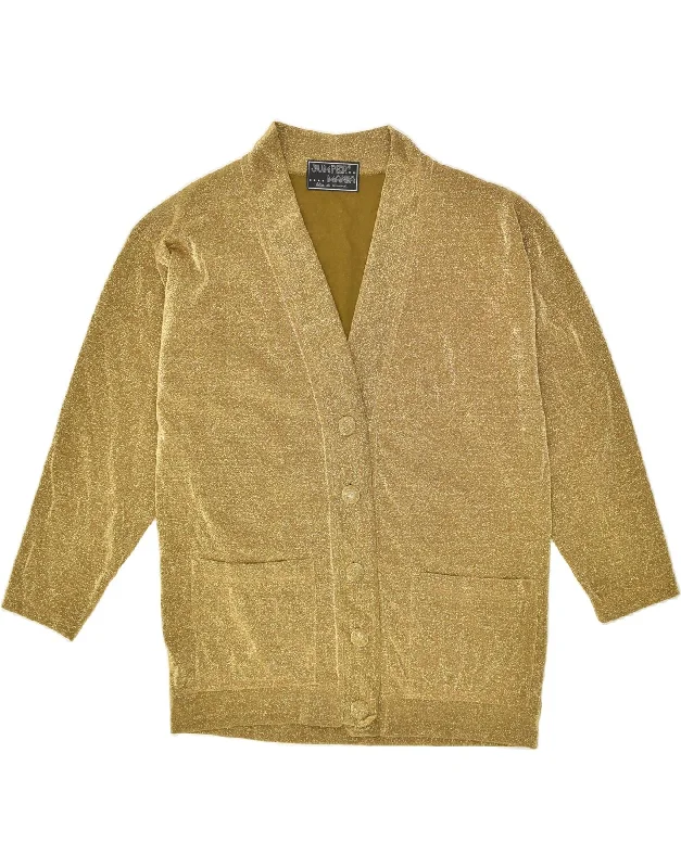 YEAR-End Sale VINTAGE Womens Cardigan Sweater UK 18 XL Gold