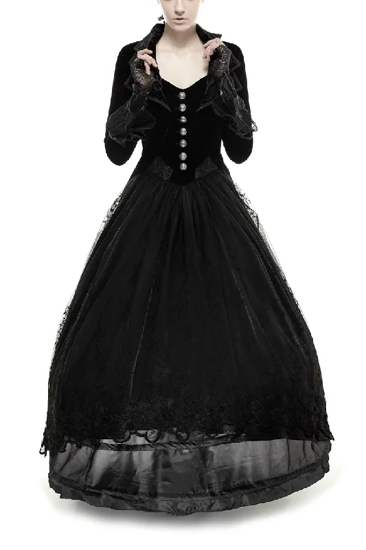 Bargain Bin Black Layered Collar Back Large Wave Womens Gothic Victorian Dress Coat