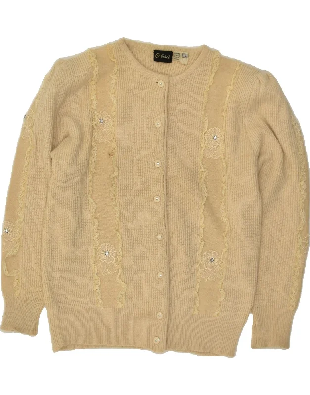 Flash Sale VINTAGE Womens Cardigan Sweater EU 44 XL Beige Lambswool