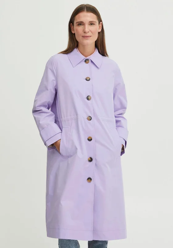 Deal Zone b.young Buttoned Long Trench Coat, Lilac
