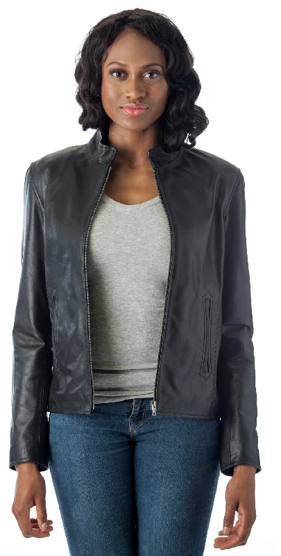 Today’s Deal REED Women's Moto Leather Fashion Jacket - Genuine Leather Coat - Imported