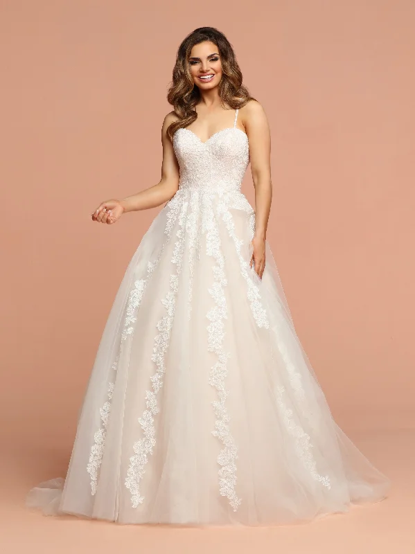 Davinci Bridal 50583 Tulle Ballgown Wedding Dress Cascading Lace Sweetheart Strapless