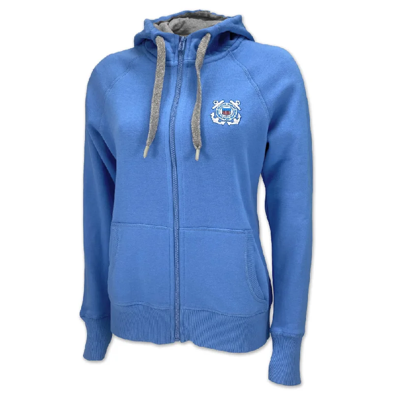 Final Clearance Coast Guard Ladies Victory Full Zip Hood (Columbia Blue)