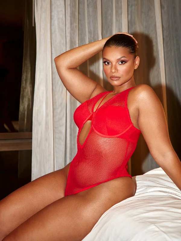 Can't Be Beat Vanessa Cut Out Mesh Bodysuit