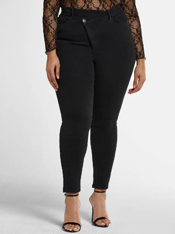 Time-Limited Offer Mid-Rise Crossover Waistband Skinny Jeans