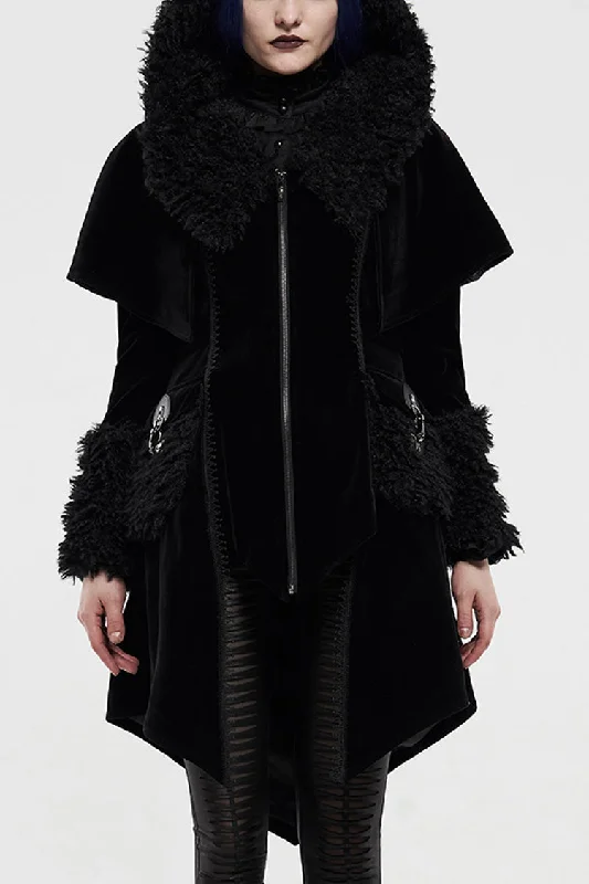 Buy More, Save More Black Long Sleeves Metal Buckle Hooded Womens Gothic Cloak Coat