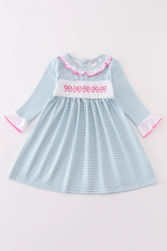Don’t Miss Out Blue bow embroidery dress