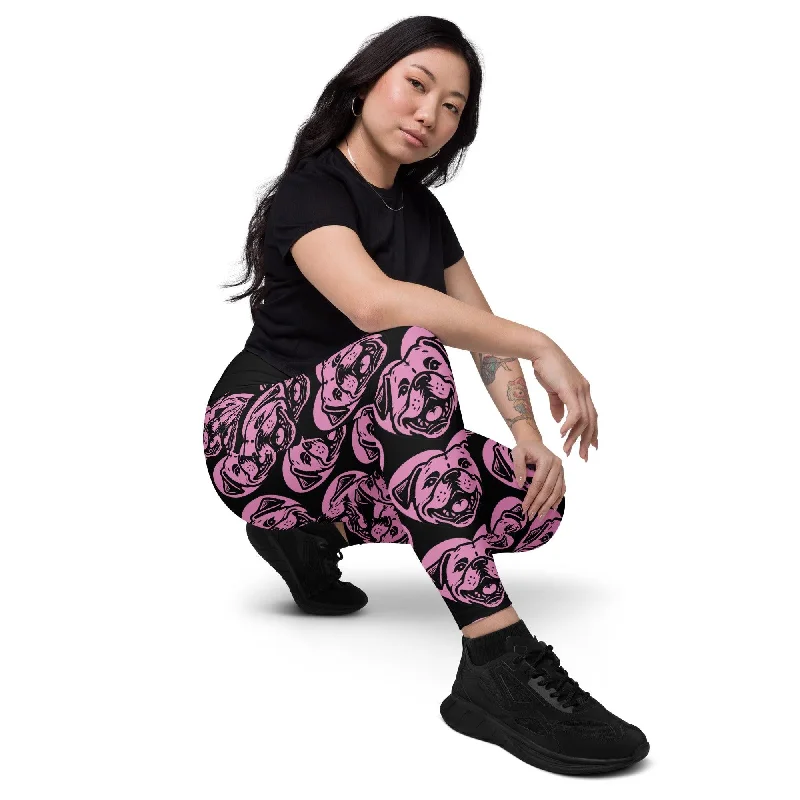 Price Drop DOG BREED LEGGINGS with pockets - AMERICAN BULLDOG - HERTTAHOUND - pink