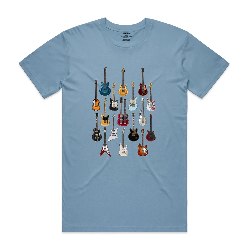 Stock Clearance Isthatso Cotton Graphic T Shirt - Famous Guitars - Blue