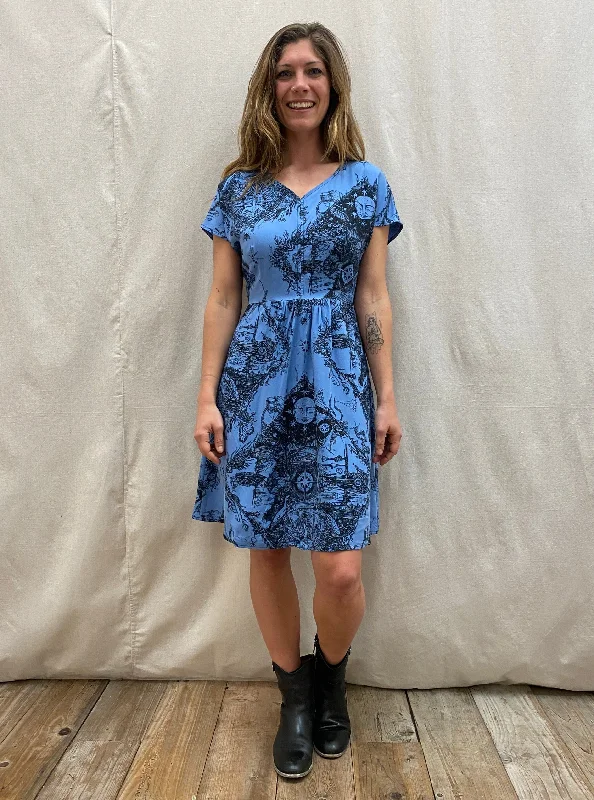 Midnight Sale Dolman Dress in Earth Worship in Ocean Blue