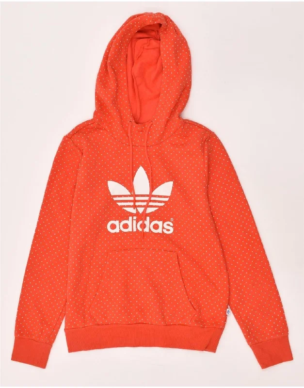 Instant Discount ADIDAS Womens Graphic Hoodie Jumper UK 10 Small Red Spotted Cotton