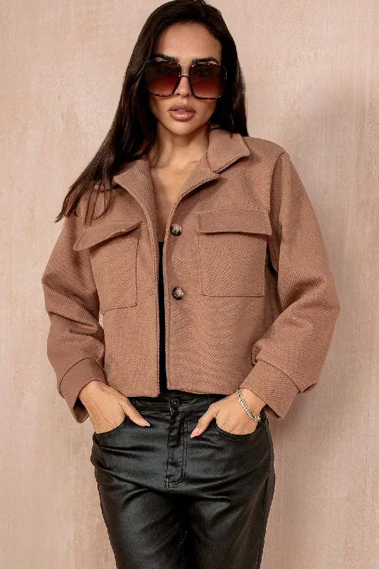 Big Savings Ruby Tan Cropped Shacket