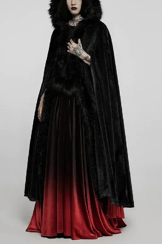 Incredible Offers Faux Fur Hooded Warm Womens Gothic Elegant Cloak 2 Colors