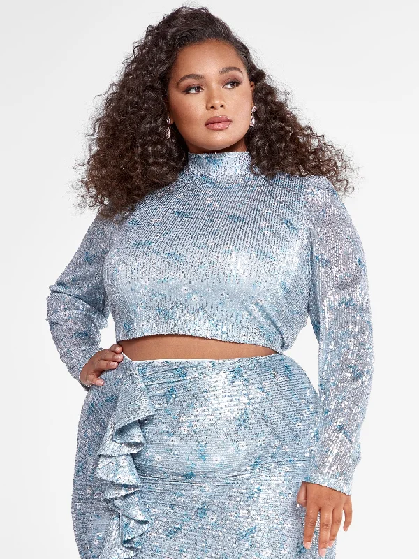 Hurry In Simone Sequin Mockneck Top