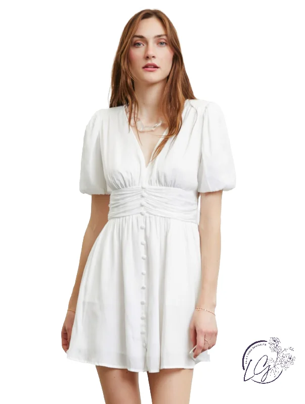 Stock Clearance Radiant Ruche Button Dress